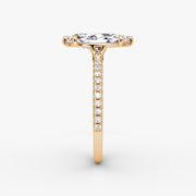 Marquise Cut - Pave Band - Classic Engagement Ring- 14 K Gold